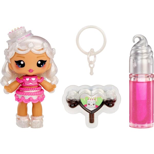 Yummiland Lip Gloss Doll: Sour Sweeties - Misty Cakes Includes DIY Lip Gloss + Removable Keychain, Cosmetic Play, Collectible, Ages 4+