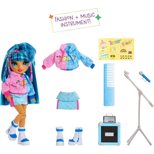 Rainbow High Jr – Skyler 9-Zoll-Puppe mit Mikrofon, Aufklebern und Verstärker, ab 4 Jahren