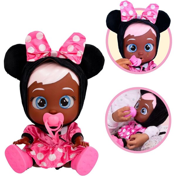 Cry Babies Minnie Mouse Puppe mit rosa Kleid und echten Tränen für Kinder ab 18 Monaten