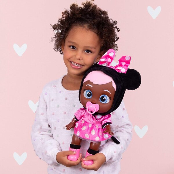 Cry Babies Minnie Mouse Puppe mit rosa Kleid und echten Tränen für Kinder ab 18 Monaten