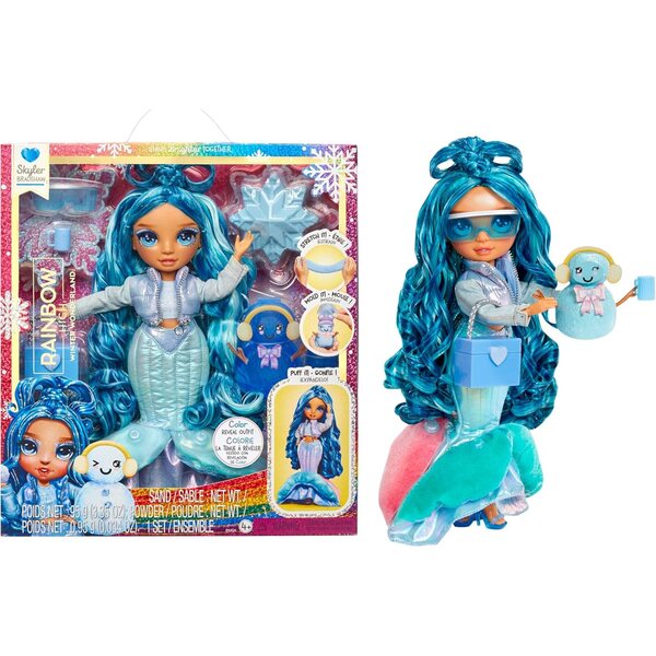 Rainbow High Skyler Winter Wonderland – 27,9 cm große Puppe mit magischer Mode und Schneemann-Set