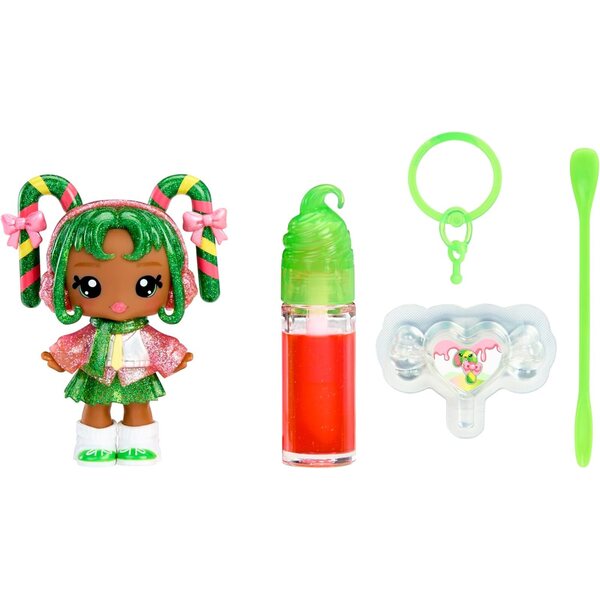 Yummiland Holiday Doll Halle Candy Cane avec kit de brillant à lèvres et porte-clés