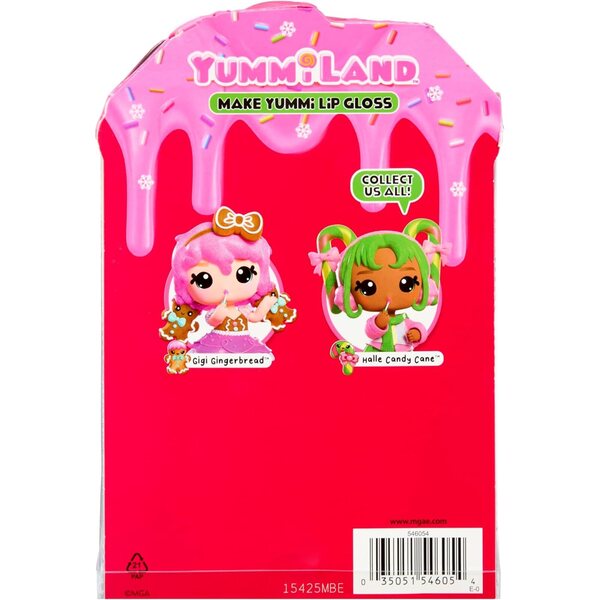 Yummiland Holiday Doll Halle Zuckerstange mit DIY-Lipgloss-Set und Schlüsselanhänger