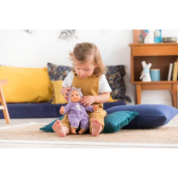 Corolle Bébé Calin Jednorožec měkká panenka 30 cm s fialovým outfitem a vanilkovým parfémem