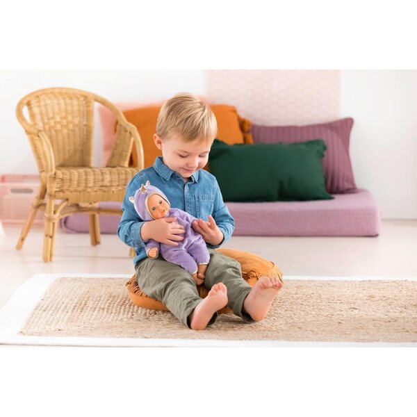 Corolle Bébé Calin Jednorožec měkká panenka 30 cm s fialovým outfitem a vanilkovým parfémem