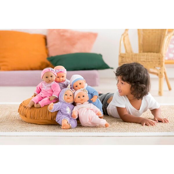 Corolle Bébé Calin Jednorožec měkká panenka 30 cm s fialovým outfitem a vanilkovým parfémem