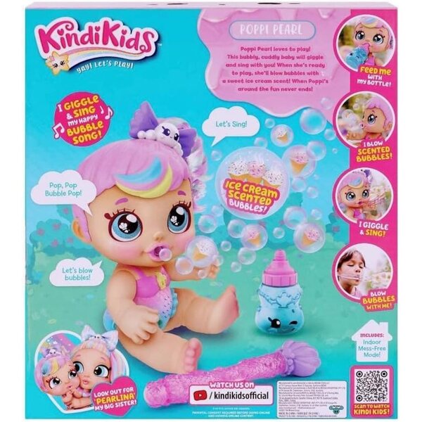 Kindi Kids Poppi Pearl Bubble 'N' Sing: Interactive Doll with Scented Bubbles