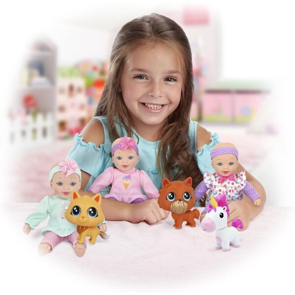 New Adventures Little Sweeties Puppenset mit Tieren, 20 cm, Soft Play