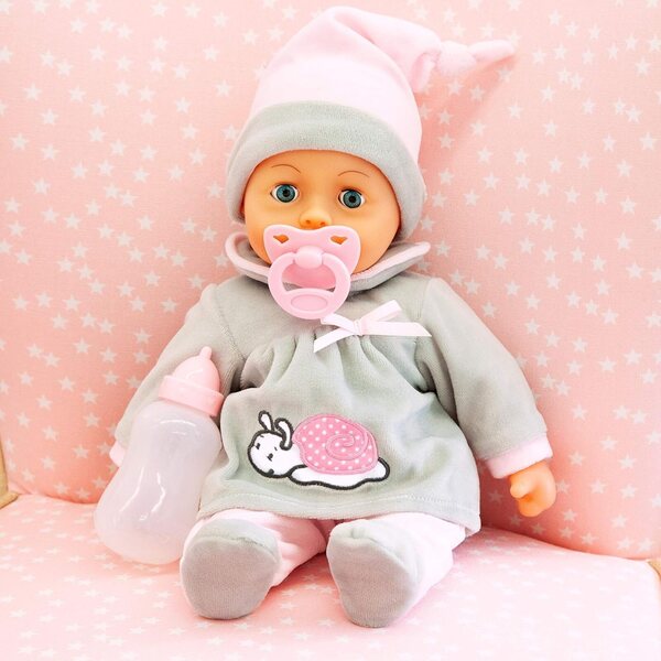 Interaktive First Words-Puppe mit Geräuschen, schließenden Augen und Zubehör im Lieferumfang enthalten