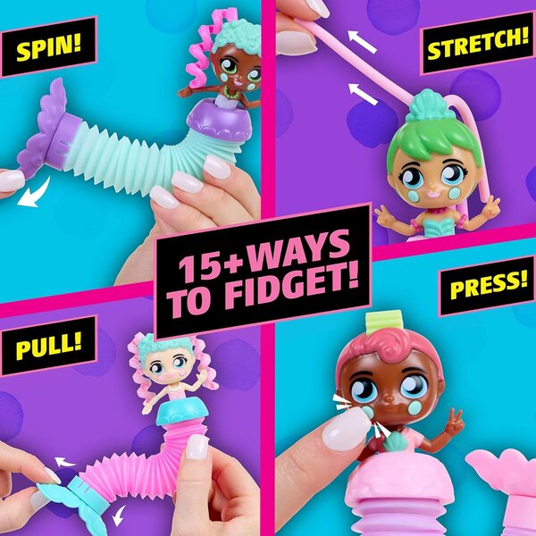 Fashion Fidgets Mermaids Fantasy Series – panenka Fidget s Pop Tube Mermaid Tail a 15+ herními režimy