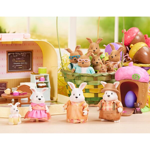 Li'l Woodzeez Family Rabbits Hoppingoods Set 4 Figuren und Geschichtenbuch für Kinder ab 3 Jahren