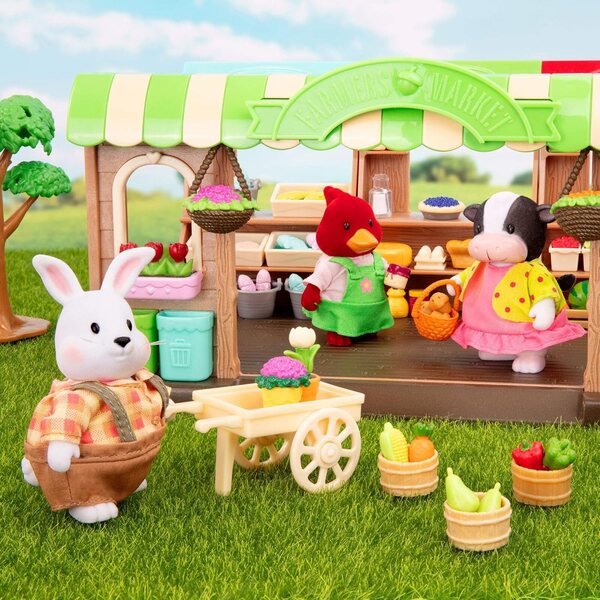 Li'l Woodzeez Family Rabbits Hoppingoods Set 4 Figuren und Geschichtenbuch für Kinder ab 3 Jahren