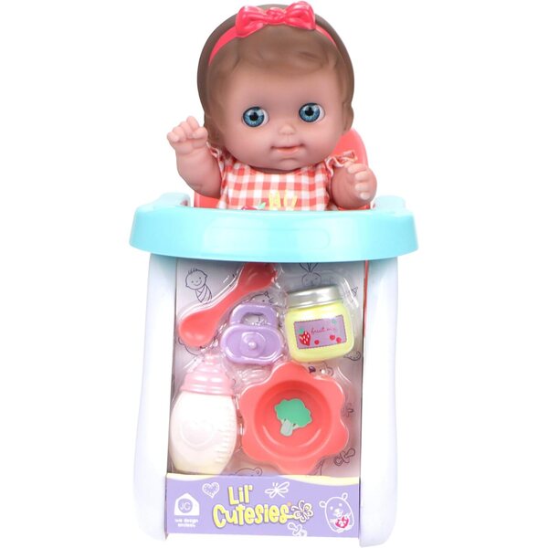 Panenka Lil Cutesies 23 cm s vysokou židlí a příslušenstvím na krmení JC Toys