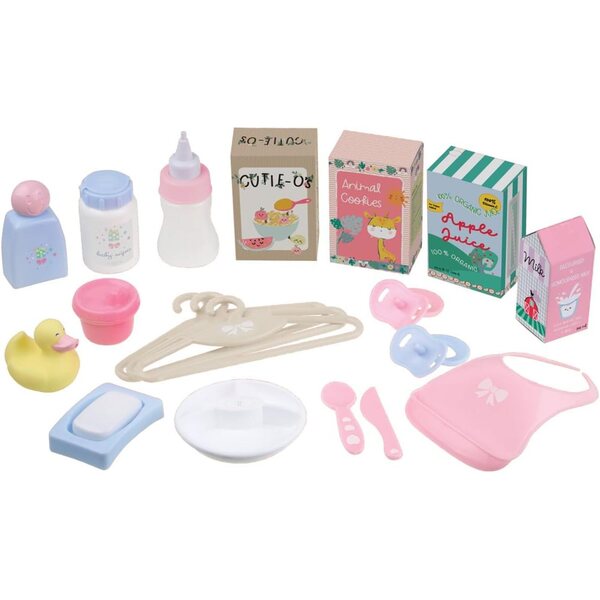 Ensemble d'accessoires 20 pièces pour poupée bébé JC Toys Berenguer - Soins et jeux pour enfants à partir de 3 ans
