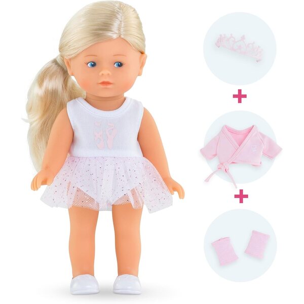 Sada mini baleríny Corolline Rosy s 8" panenkou a doplňky pro děti 3+