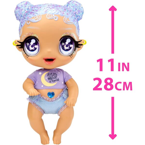 MGA Glitter Babyz Selena Stargazer Zauberpuppe mit 3 Farbwechseln und Zubehör