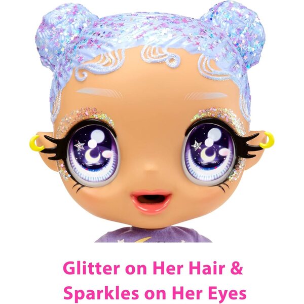 MGA Glitter Babyz Selena Stargazer Zauberpuppe mit 3 Farbwechseln und Zubehör