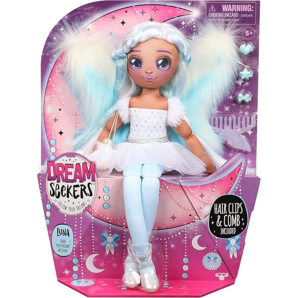 Poupée magique à collectionner Luna Dream Seekers avec robe pailletée et ailes douces