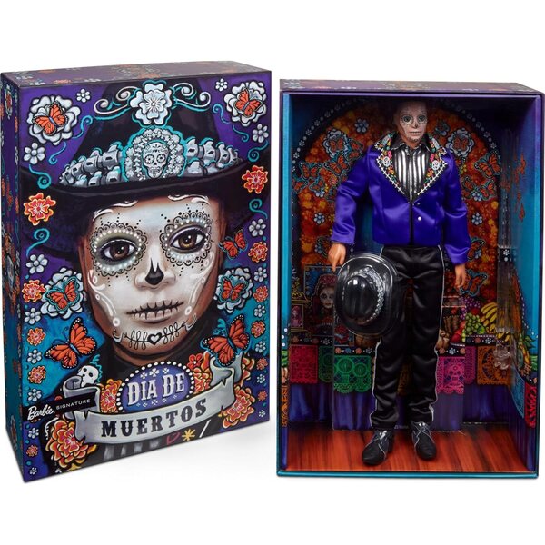 Barbie Ken Día De Muertos 2023 : Poupée de collection avec veste bleue et chapeau décoré