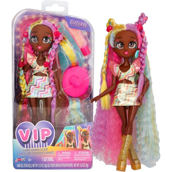 IMC Toys VIP Girls Evelyn, Modepuppe mit langen Haaren zum Stylen und 5 Accessoires