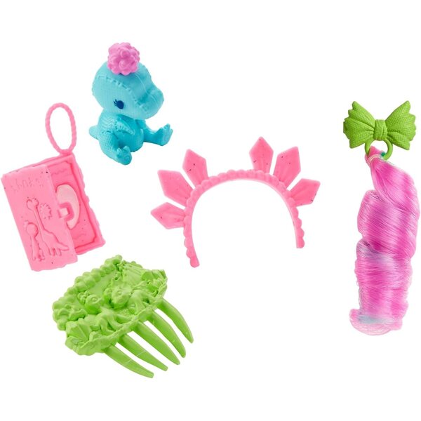 Mattel Cave Club Rockelle bewegliche Puppe mit Dinosaurier und Zubehör für Kinder ab 4 Jahren