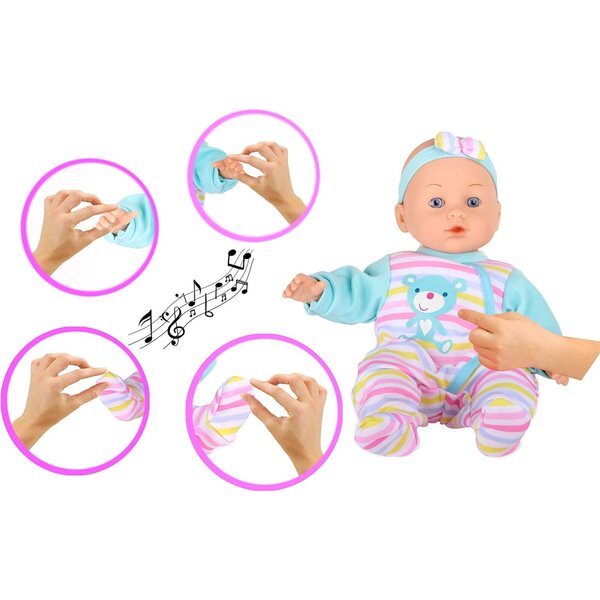 Dream Collection 14" Sound-Babypuppe mit 5 Sounds und abnehmbarem Kleid