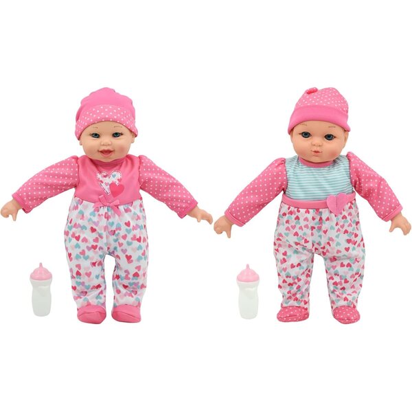 Little Darlings Twin Talking Dolls 12" mit Geräuschen und Zubehör für Kinder ab 2 Jahren
