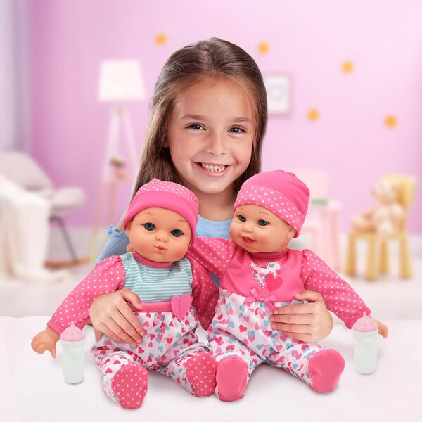 Little Darlings Twin Talking Dolls 12" mit Geräuschen und Zubehör für Kinder ab 2 Jahren