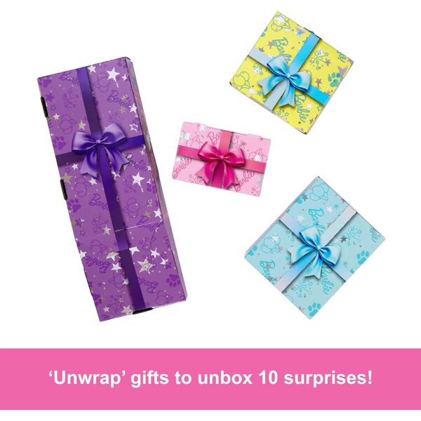 Barbie Party Unboxed Shimmerin' Hearts mit 10 Überraschungen und Kuchendekorationsspiel