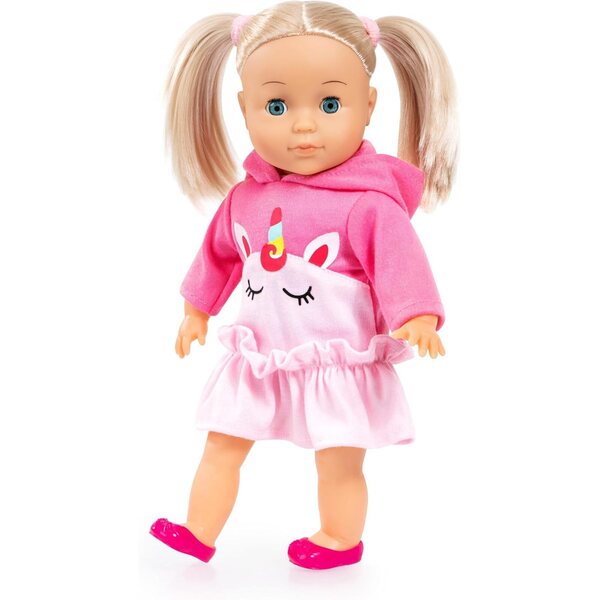 Bayer Charlene Little Lover 33 cm große interaktive Puppe mit Geräuschen, schließenden Augen und Einhorn-Outfit