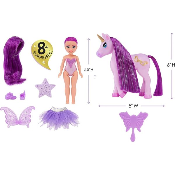 MGA Entertainment Traumschöne 5,5-Zoll-Puppe mit farbwechselnden Feen und Einhörnern