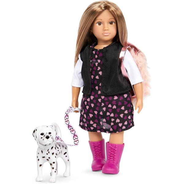 Muñeca Lori Mini y Cachorro Dálmata 15 cm con Vestido y Accesorios para Niños 3+