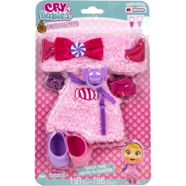 Cry Babies Dressy Outfits Sweets Time: Růžové šaty se sladkými detaily a zvířecíma ušima