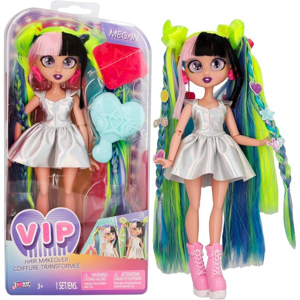 Módní panenka IMC Toys VIP Girls Megan s dlouhými vlasy a účesovými doplňky