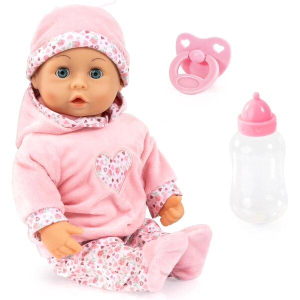 Interaktive First Words-Puppe, 38 cm, mit 24 Babygeräuschen und rosa Herz-Outfit