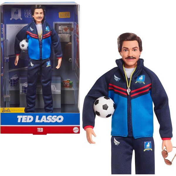 Barbie Ted Lasso en survêtement bleu avec logo AFC Richmond - Édition de collection