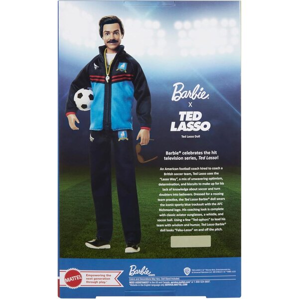 Barbie Ted Lasso im blauen Trainingsanzug mit AFC Richmond-Logo – Sammleredition