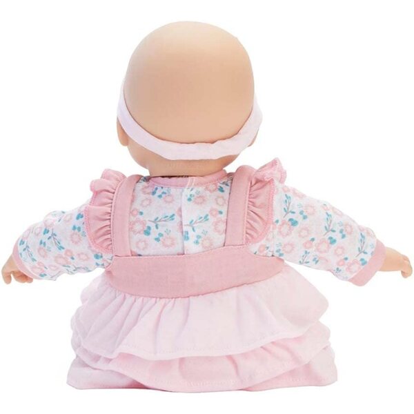 Baby Cuddles Madame Alexander 36 cm Poppe mat Fläsch a Blummen Kleeder