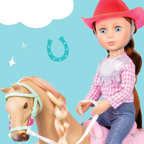 Glitter Girls Jaime & Jumper: 36 cm große Reiterpuppe mit Pferde- und Cowgirl-Kleidung
