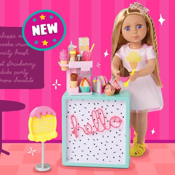 Glitter Girls Lacy 14-Zoll-Puppe mit Eisset und Zubehör für kreative Spiele