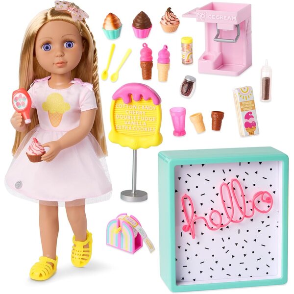 Glitter Girls Lacy 14-Zoll-Puppe mit Eisset und Zubehör für kreative Spiele