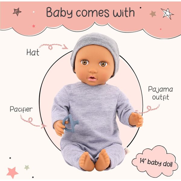 LullaBaby 14 Zoll realistische Puppe mit grünlichen Augen und weichem Körper