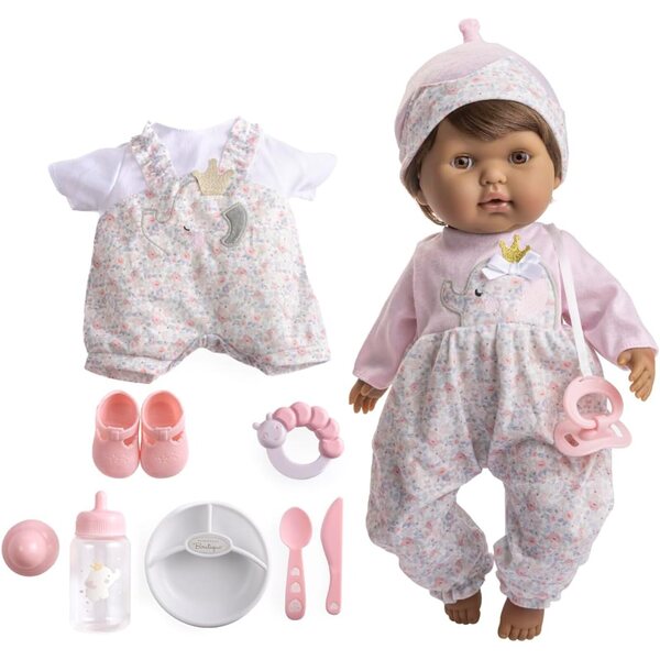 Poupée réaliste au corps souple de 15 pouces avec cheveux bruns et accessoires - JC Toys