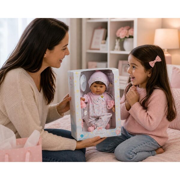 Realistyczna 15-calowa lalka z miękkim ciałem, brązowymi włosami i akcesoriami - JC Toys