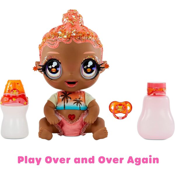 Glitzernde Babyz Solana Sunburst Puppe mit farbwechselnden Haaren und magischen Accessoires