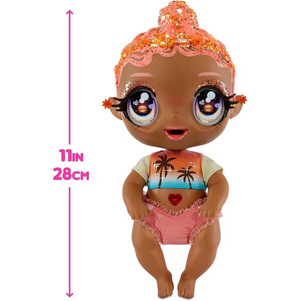 Glitzernde Babyz Solana Sunburst Puppe mit farbwechselnden Haaren und magischen Accessoires