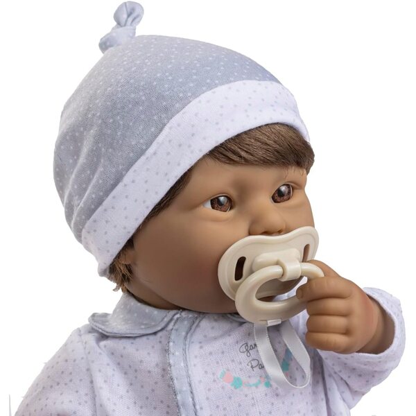 Miękka lalka o średnicy 40 cm z zespołem Downa, brązowymi włosami i magiczną butelką JC Toys