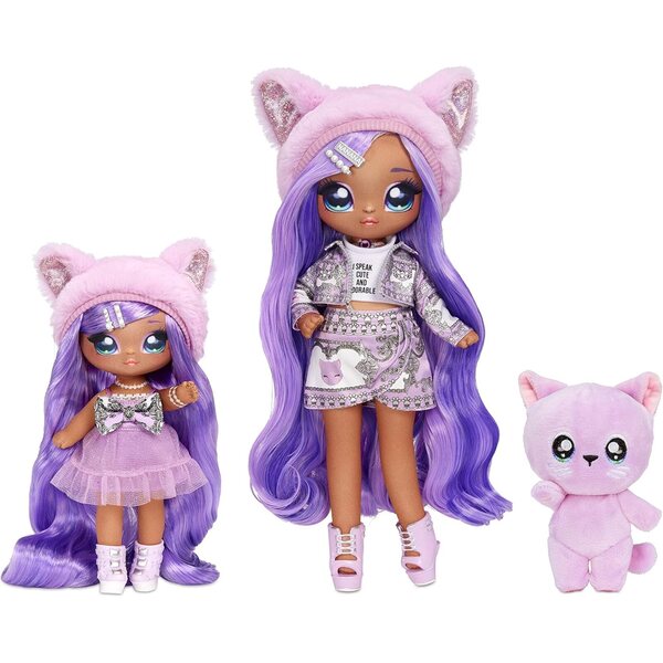 Na Na Na Surprise Family Fashion Dolls : 2 poupées, chat en peluche et accessoires chics
