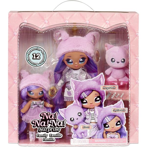 Na Na Na Surprise Family Fashion Dolls: 2 Bambole, Gatto Peluche e Accessori Chic