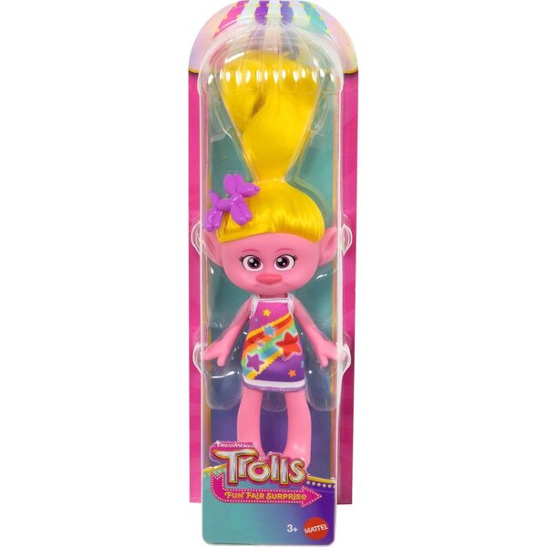 Mattel DreamWorks Trolls Trendsettin' Viva Modepuppe mit gelben Haaren und Accessoires